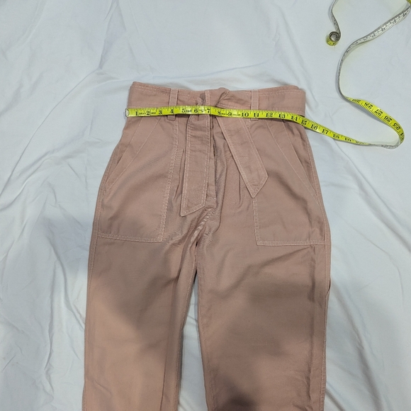 Sandro Paris Blush Pink wide Trousers  38 US sz 6 tie belt high waist button fly - Picture 5 of 12